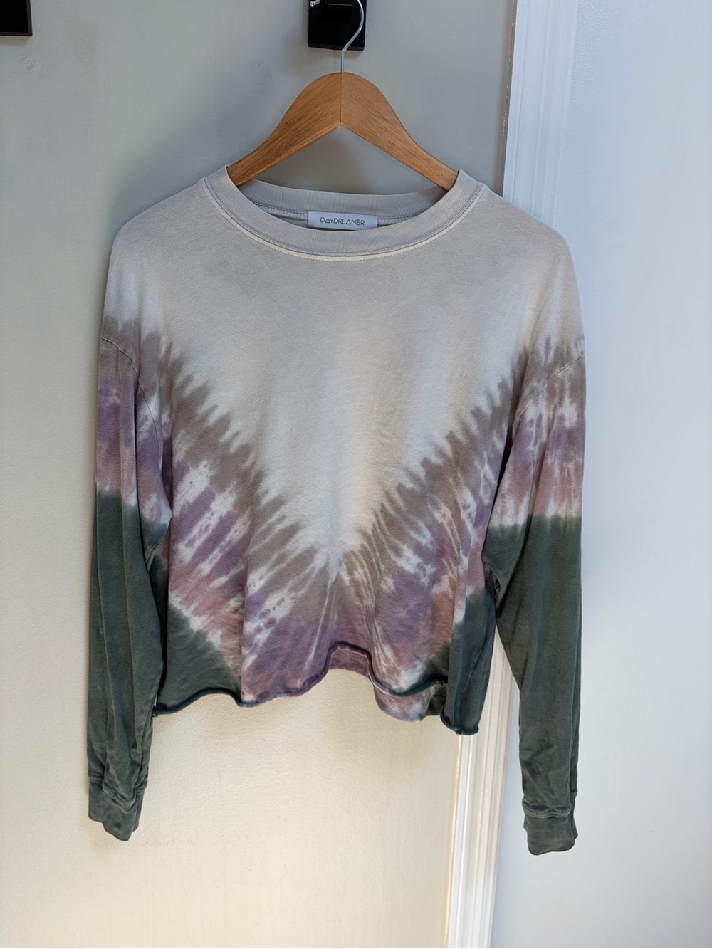 Daydreamer Tie-Dye Crewneck Sweatshirt in Cream, Lavender & Olive